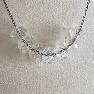 Kenneth J Lane Vintage Graduated Crystal Necklace on Delicate Silver Tone Chain